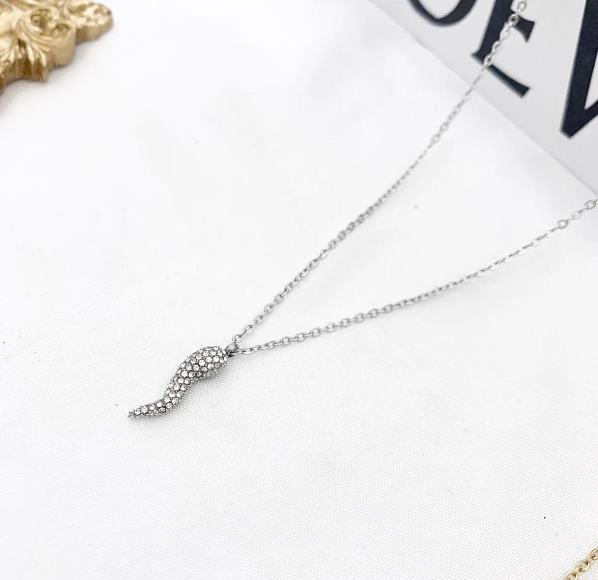 Collana cornetto strass