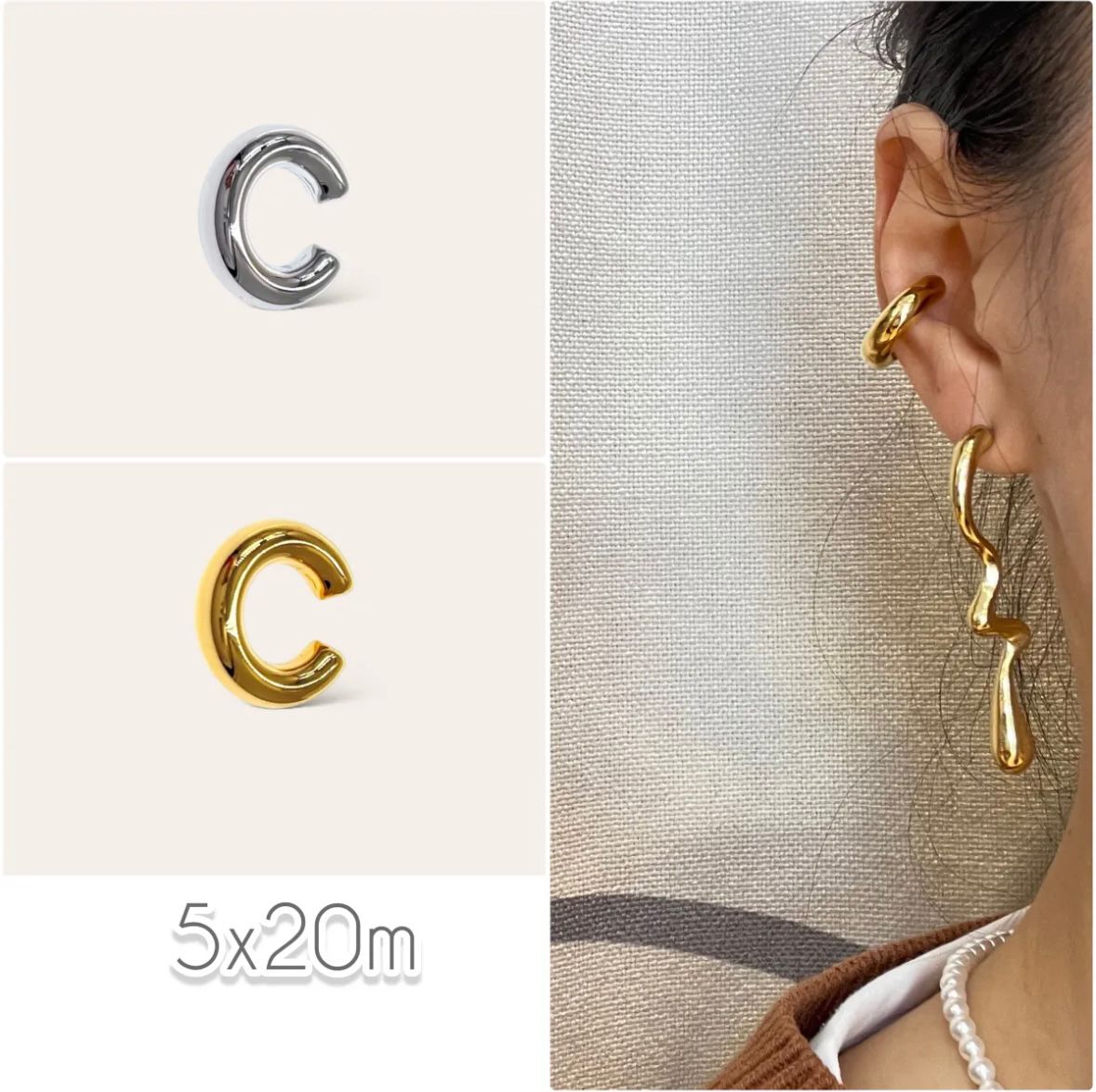 Orecchino Ear Cuff grande,medio,piccolo